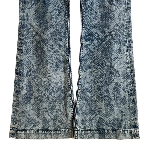 7 For All Mankind Ginger Laser Snake Print Wide Leg Jeans